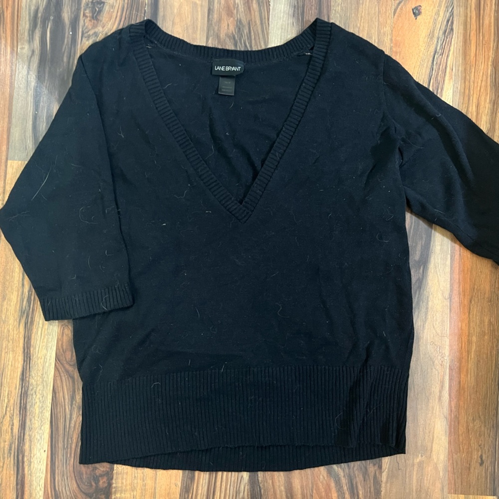 Lane Bryant Black V-Neck Sweater